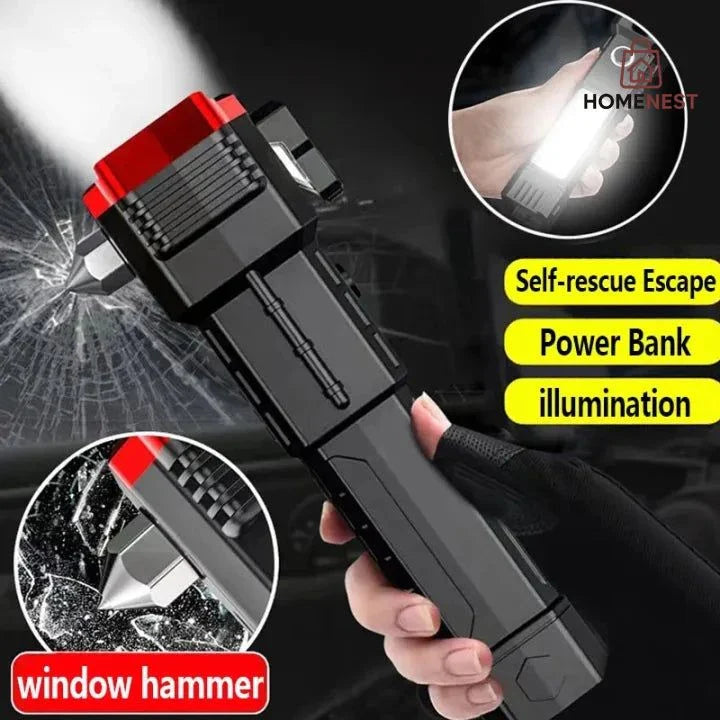 Rechargeable Flashlight With Hammer Glass