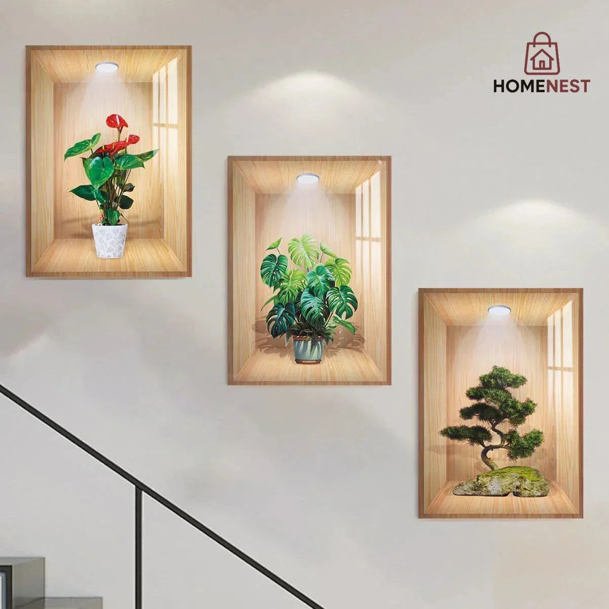 3d Plant Wall Stickers (3pcs Set)