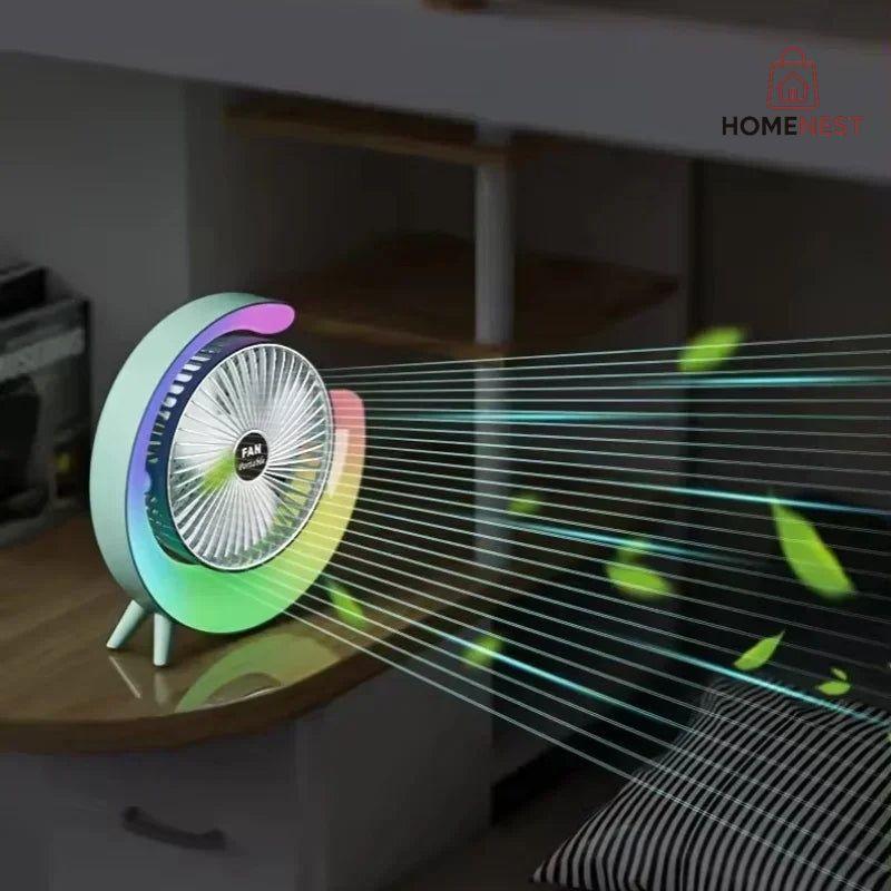 G shape rgb light fan