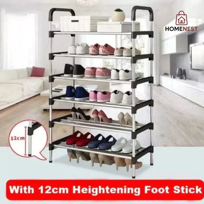 Classic Shoe Rack, Stainless Steel Multilayer Shoe Storage Shelf, Stackable Shoe Rack With Side Support, Easy, Shoe Organizer Holder
