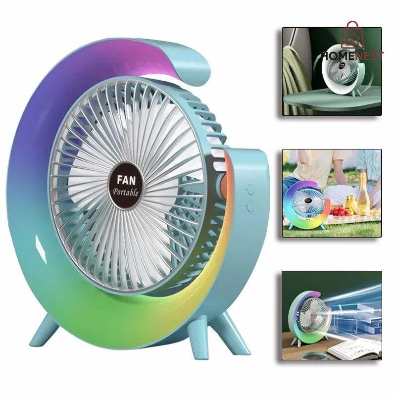 G shape rgb light fan