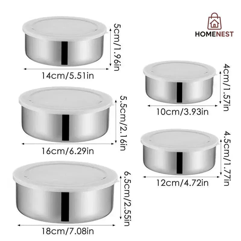 5Pcs Stainless Steel Mixing Bowl Set