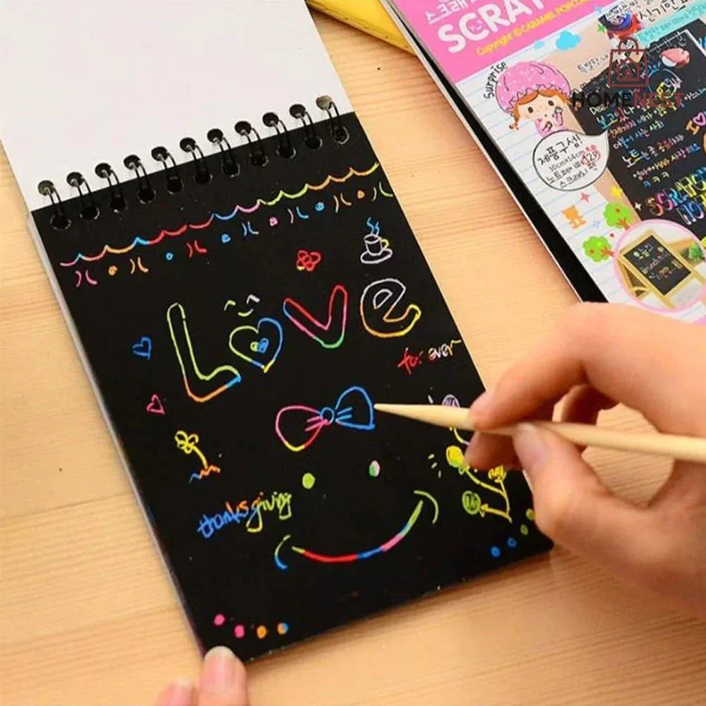 A6 Medium Scratch Note Pad Book With Wooden Stick
