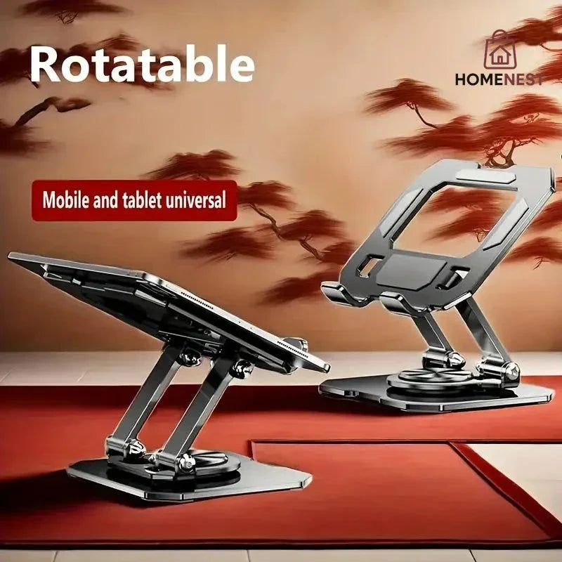 360° Rotating Metal Desktop Stand for Tablets and Phones