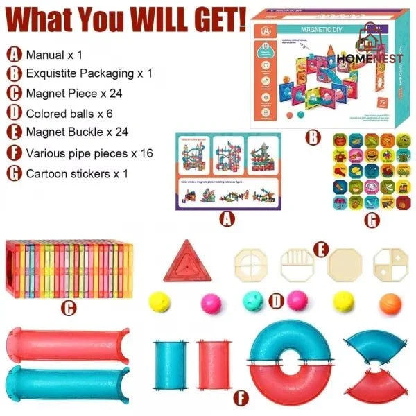 DIY Creative Magnetic Building Blocks – 72 Pieces