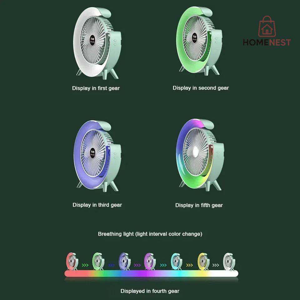 G shape rgb light fan
