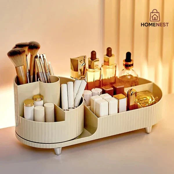 Rotating Brush with Cosmetic Organizer