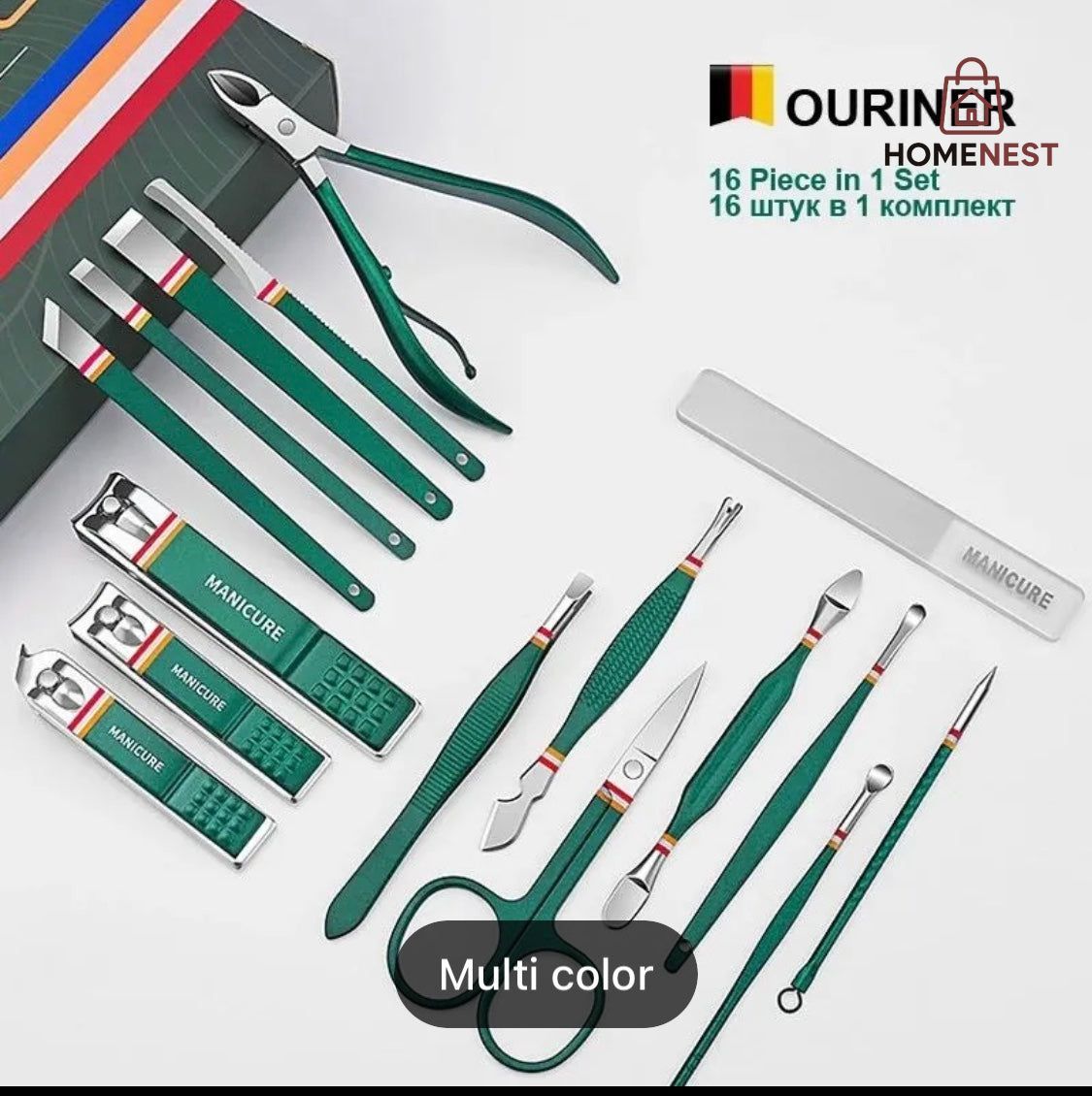 16pcs Manicure Pedicure Grooming Kit, Stainless Steel set