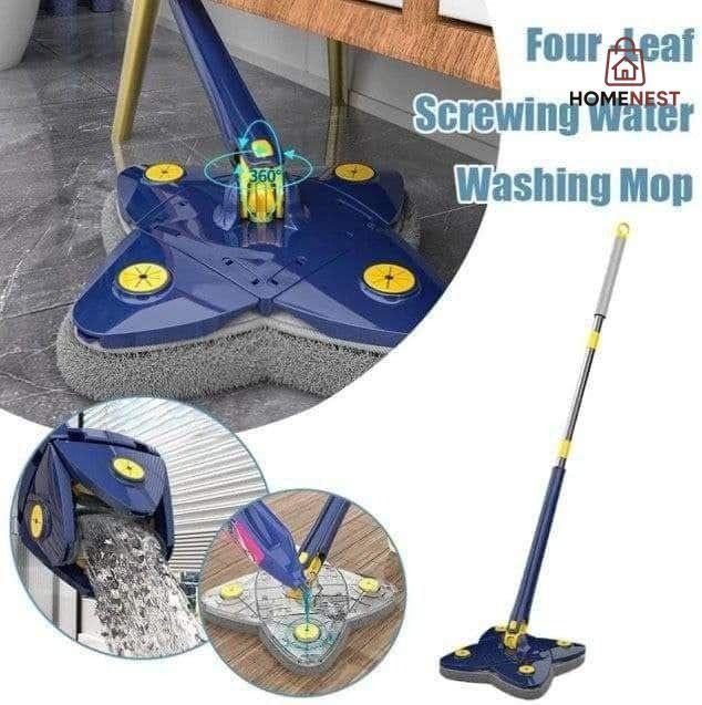 360° Rotatable Cleaning Mop ️ - Automatic Water Pressure Microfiber Telescopic Spin Mop - Flower Shape