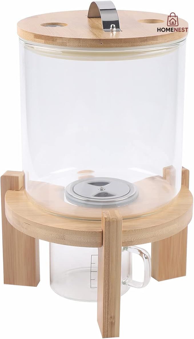 Flour and Cereal Container, Rice Dispenser, Creative Glass Food Storge Container for Kitchen Organization