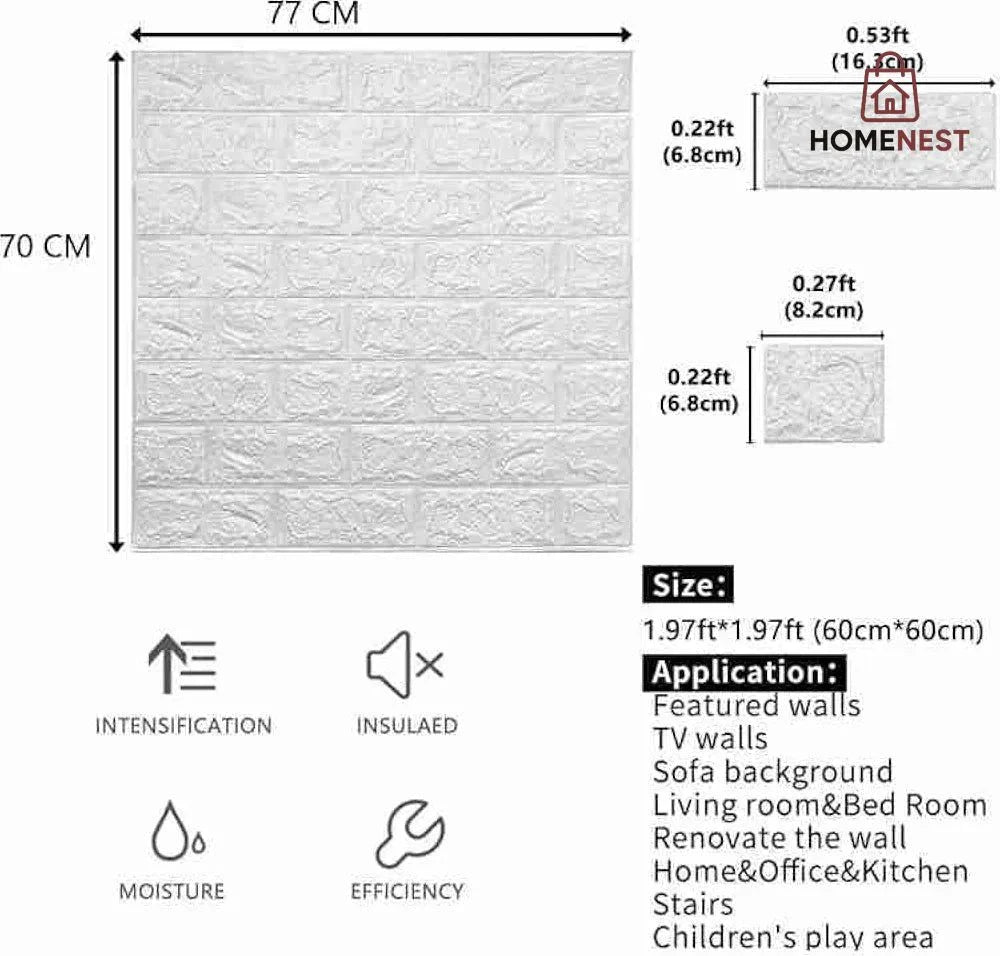 3D Brick Wall Sheets (Pack of 4)