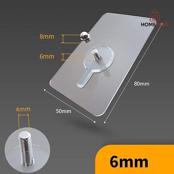 Wall Hooks for Hanging, Durable Practical Transparent Strong Adhesive Screw Wall Nail (Pack of 10)