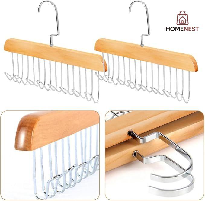 PACK OF 2 Multifunctional Solid Wood Clothes Hanger