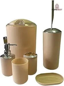 Soap Dispenser Set Plastic Bathroom Accessories Sets Toilet Brush Soap Dish Toothpaste Dispenser Swing Lid Trash Washable for Bath Accessories