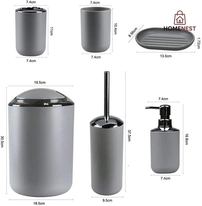 Soap Dispenser Set Plastic Bathroom Accessories Sets Toilet Brush Soap Dish Toothpaste Dispenser Swing Lid Trash Washable for Bath Accessories