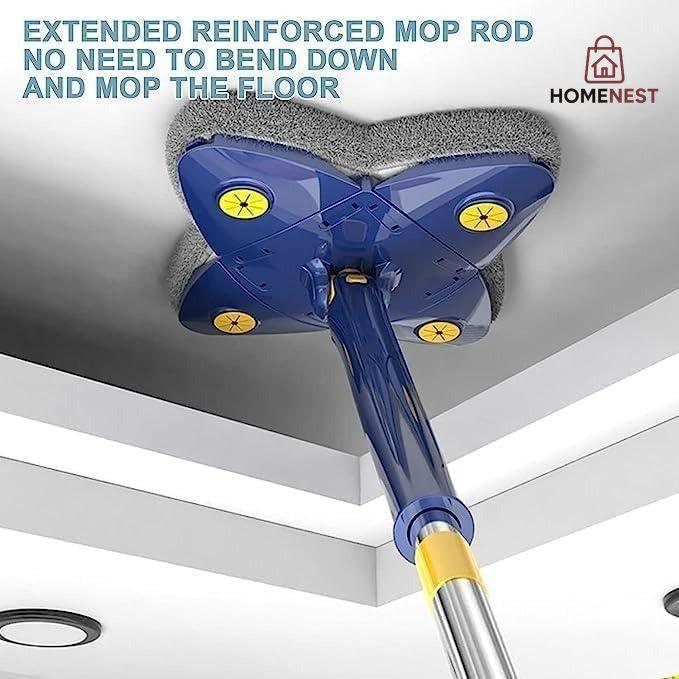 360° Rotatable Cleaning Mop ️ - Automatic Water Pressure Microfiber Telescopic Spin Mop - Flower Shape