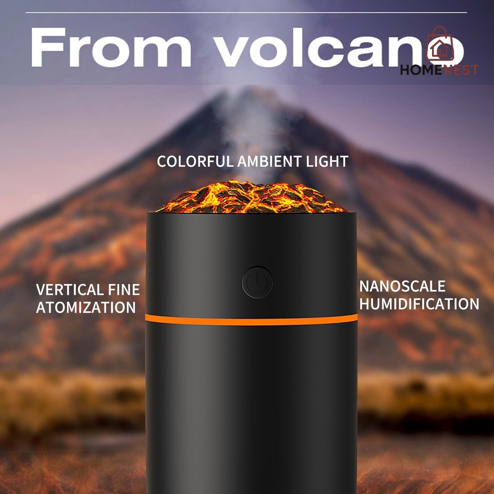 Portable Mini Air Humidifier Aroma Diffuser, LED Light, Car Aroma Air Humidifier, Aroma Humidifier Lamp, LED Lighting Simulation Volcano