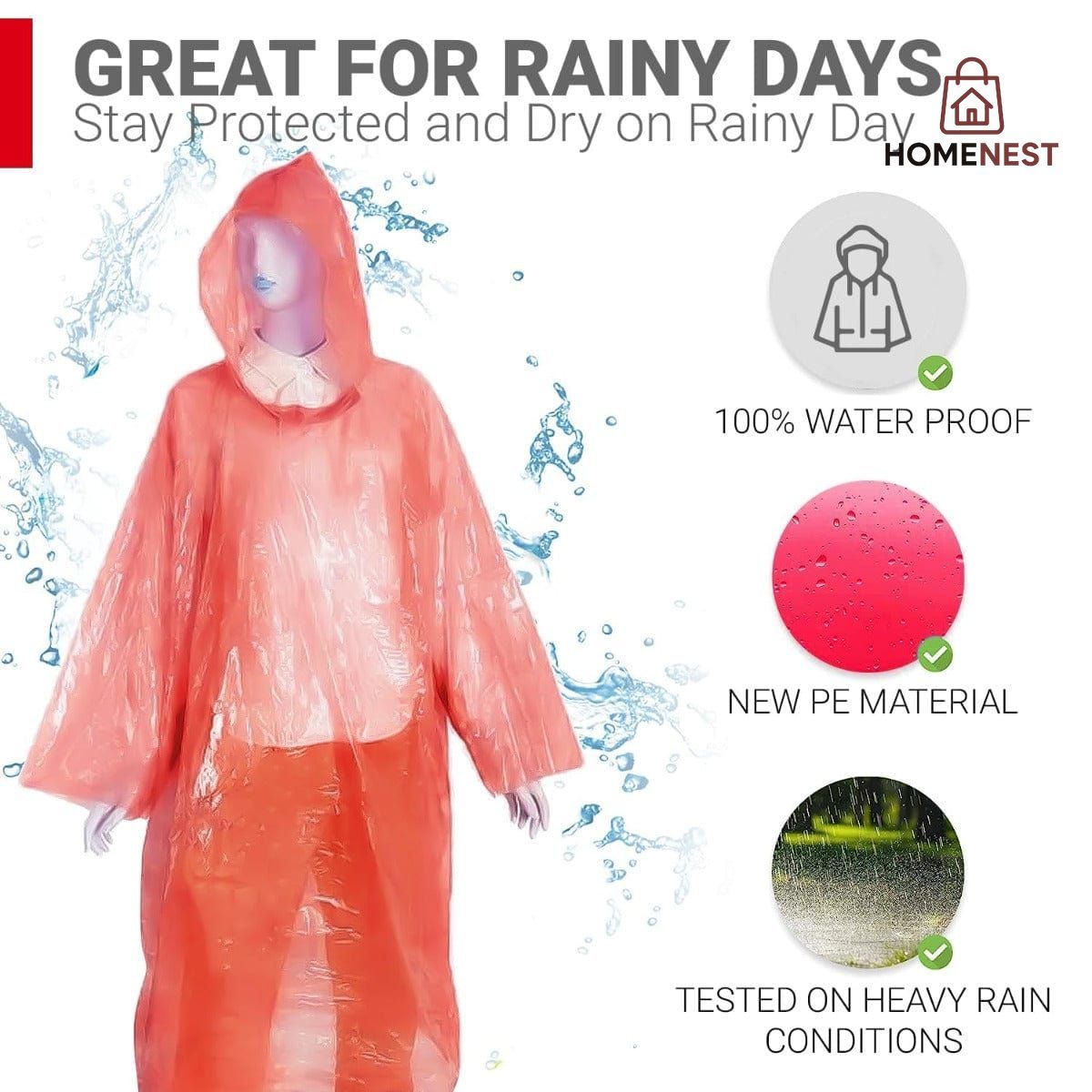 Reusable Waterproof Rain Coat