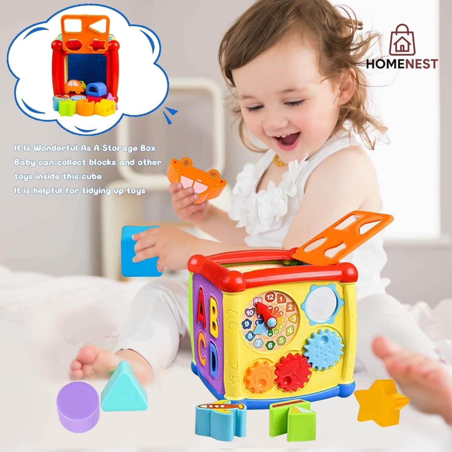 6 in 1 Musical Educational and Multiple Learning Activity Sorting Fancy Cube With Piano