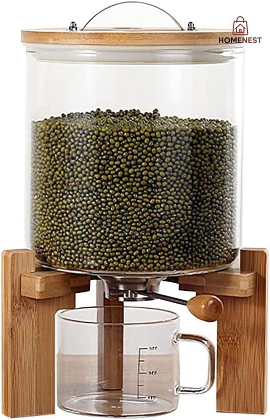 Flour and Cereal Container, Rice Dispenser, Creative Glass Food Storge Container for Kitchen Organization