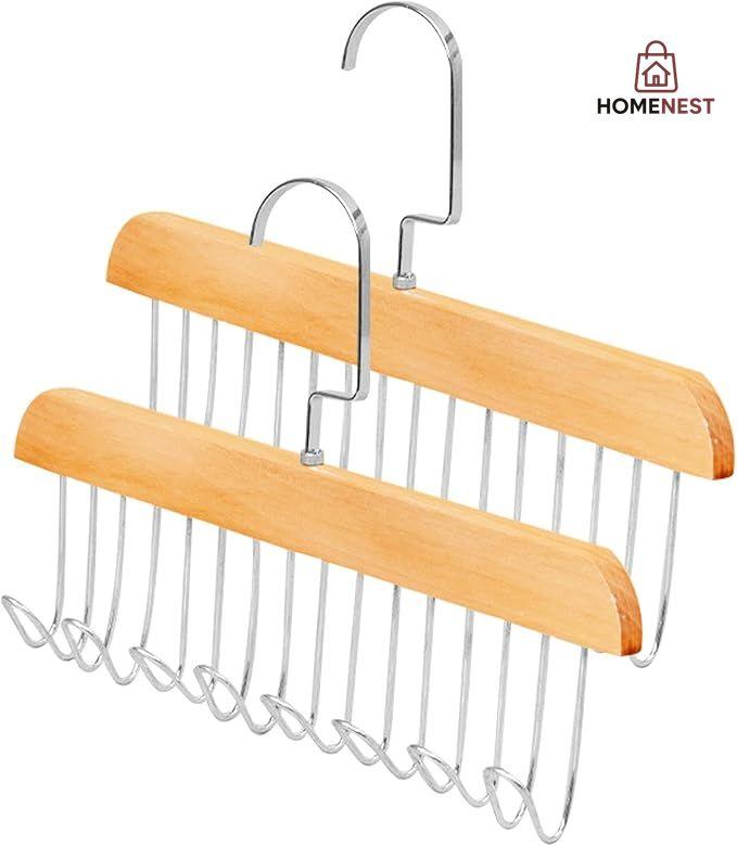 PACK OF 2 Multifunctional Solid Wood Clothes Hanger