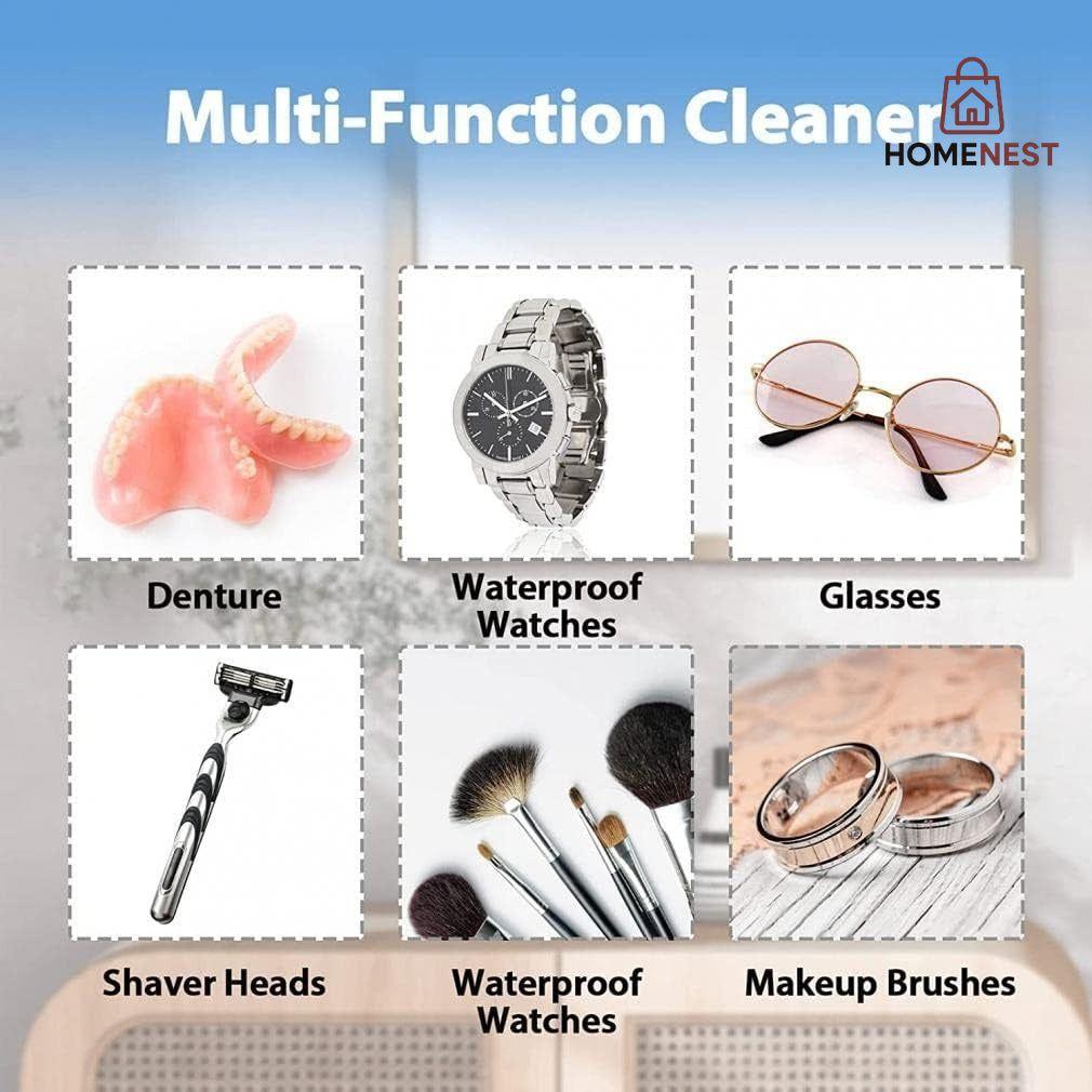 Ultrasonic Jewelry Cleaner,Portable Professional Household Ultrasonic Cleaning Machine Ultrasonic Cleaner Machine for Jewelry Ring Necklaces Eyeglass Watches Razors Makeup Brush Dentures