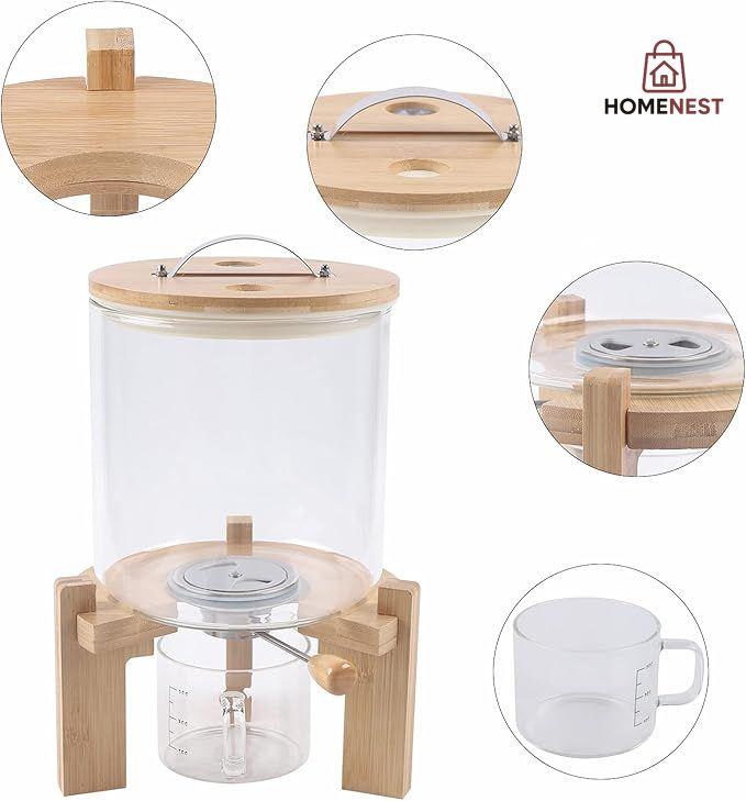 Flour and Cereal Container, Rice Dispenser, Creative Glass Food Storge Container for Kitchen Organization