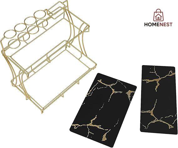 2-Tier Rectangular Golden Vanity Stand