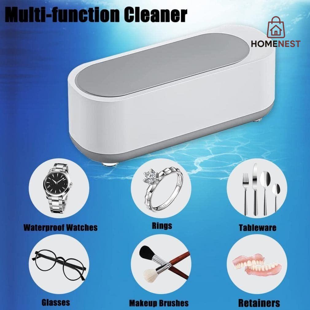 Ultrasonic Jewelry Cleaner,Portable Professional Household Ultrasonic Cleaning Machine Ultrasonic Cleaner Machine for Jewelry Ring Necklaces Eyeglass Watches Razors Makeup Brush Dentures