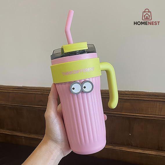 Cup Travel Mug Water Bottle | Travel Mug Cupholder Friendly with 3D Eye Sticker