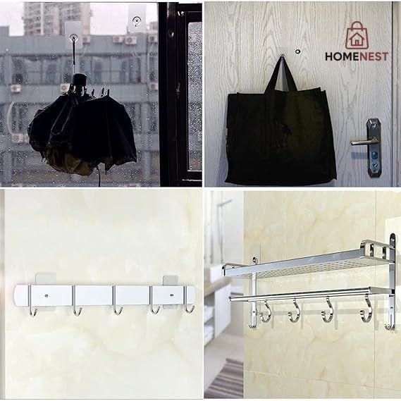 Wall Hooks for Hanging, Durable Practical Transparent Strong Adhesive Screw Wall Nail (Pack of 10)