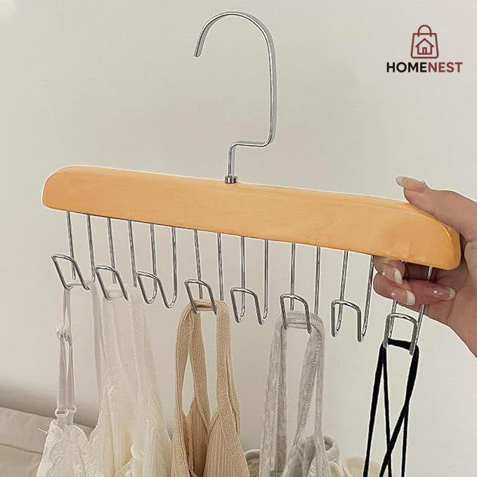 PACK OF 2 Multifunctional Solid Wood Clothes Hanger