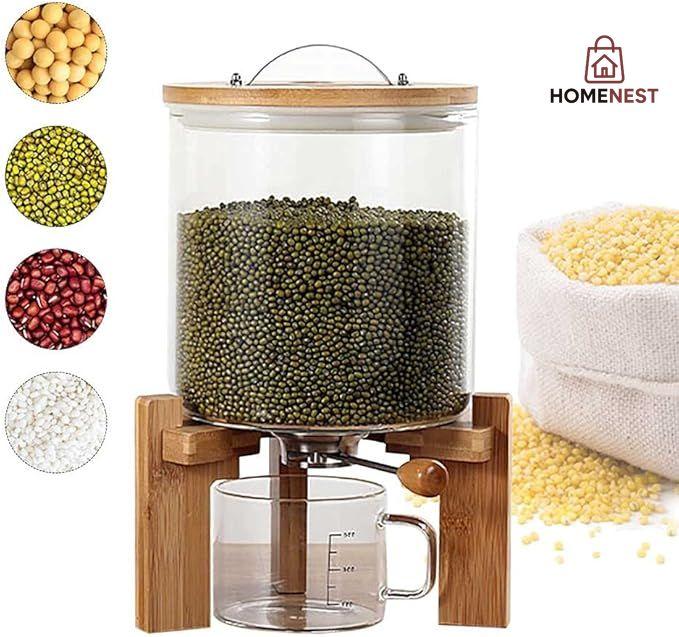 Flour and Cereal Container, Rice Dispenser, Creative Glass Food Storge Container for Kitchen Organization