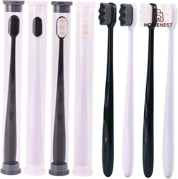 PACK OF 4  Ultra-Soft Nano Toothbrushes for Sensitive Teeth & Gums - Gentle Deep Clean, Manual Oral Care Brushes for Adults, Daily Use