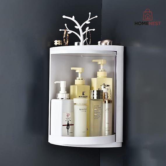 Single  layer Corner Cabinet For Washroom, Kitchen Walls Plastic 360° rotating