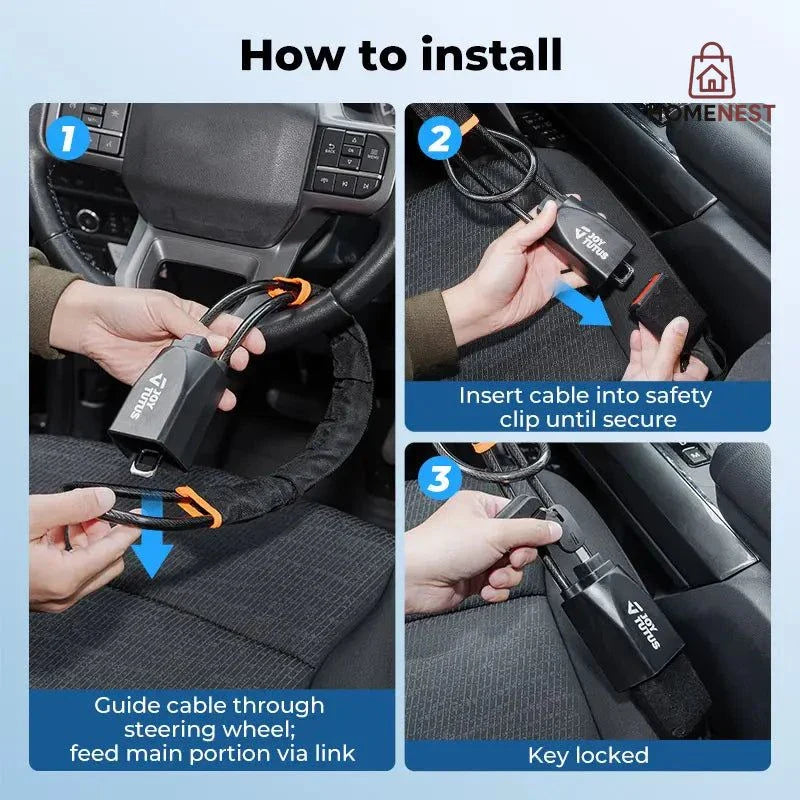 Anti-Theft  Steering Wheel Lock Seat Belt