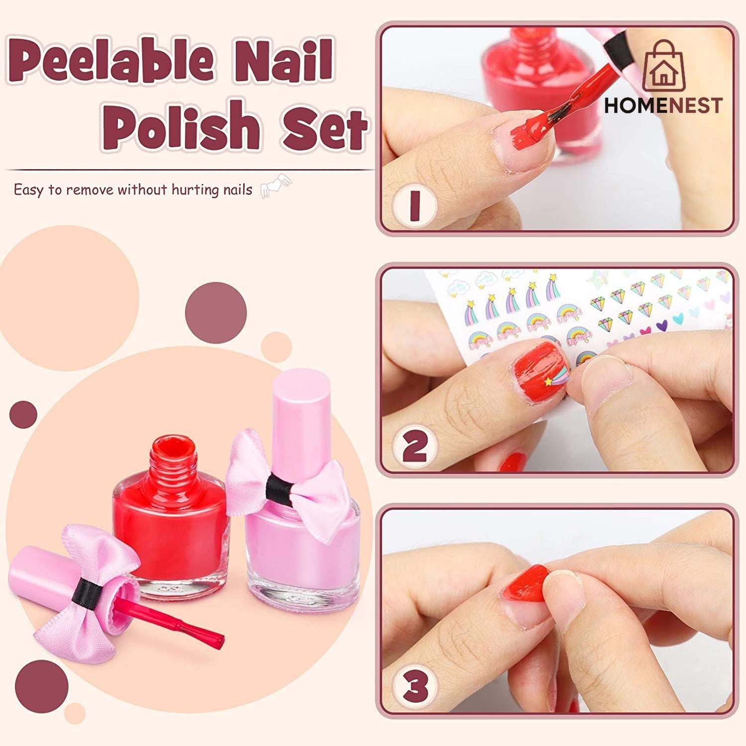 Washable Children Play Makeup Toys Nail Varnish Kit Non Toxic with Suitcase