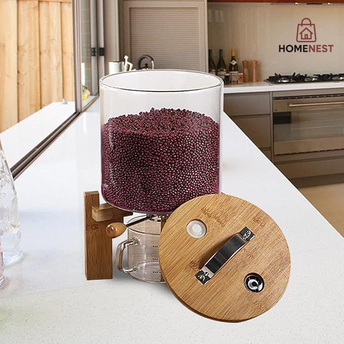 Flour and Cereal Container, Rice Dispenser, Creative Glass Food Storge Container for Kitchen Organization