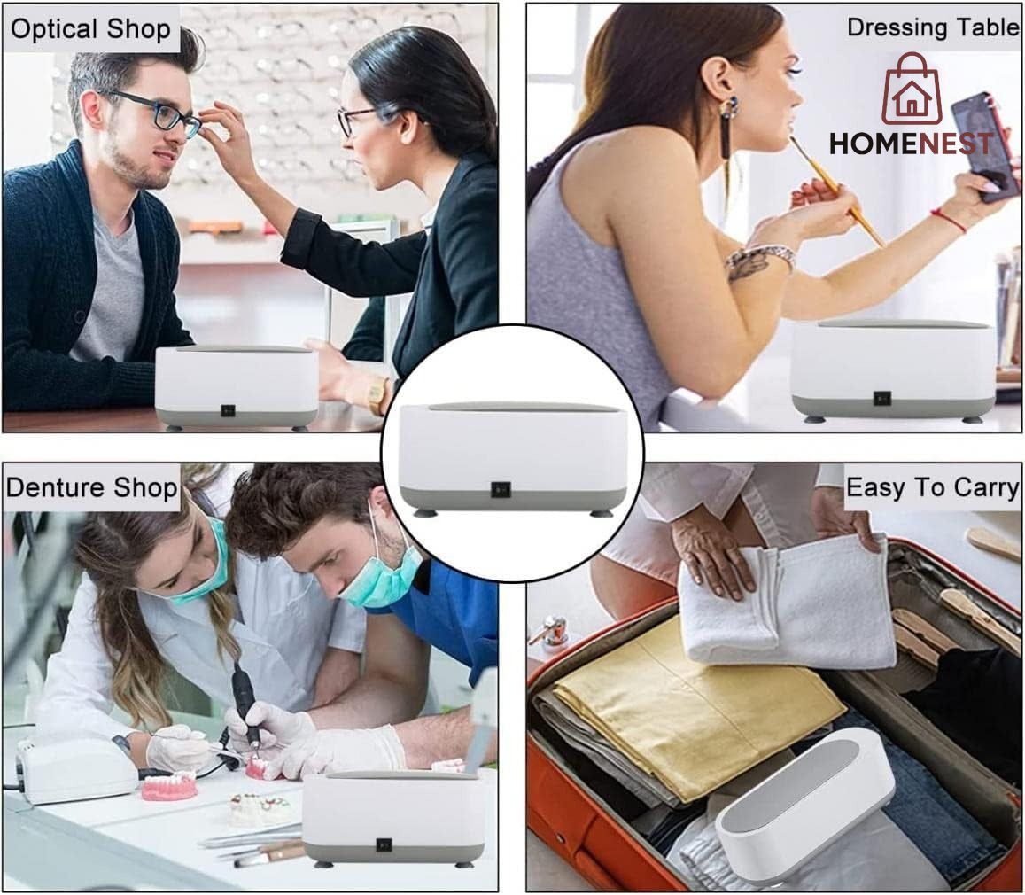 Ultrasonic Jewelry Cleaner,Portable Professional Household Ultrasonic Cleaning Machine Ultrasonic Cleaner Machine for Jewelry Ring Necklaces Eyeglass Watches Razors Makeup Brush Dentures