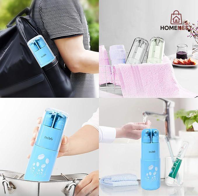 SHOISE Toothbrush Cup for Travel Luxury Package with Lotion and Hand Soap Container Sanitizer Case for Travel Bathroom Gargle Cup 5 in 1