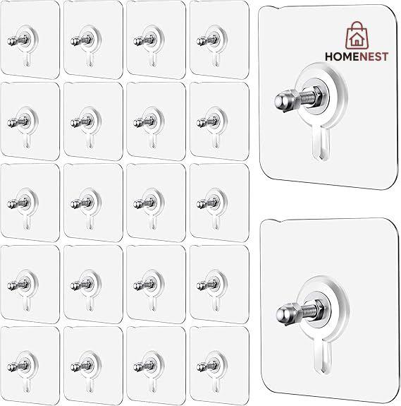 Wall Hooks for Hanging, Durable Practical Transparent Strong Adhesive Screw Wall Nail (Pack of 10)