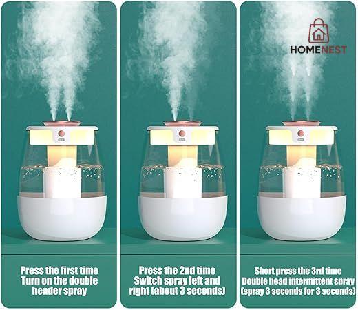 J 10 - Air Humidifiers for Bedroom, Home & Plants, 2L Cool Mist Humidifiers, Quiet Top Fill Air Humidifier, Desk Humidifiers with Humidity Display