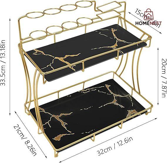 2-Tier Rectangular Golden Vanity Stand