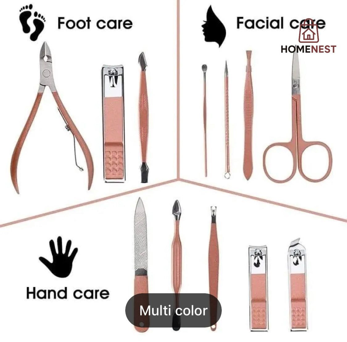 16pcs Manicure Pedicure Grooming Kit, Stainless Steel set