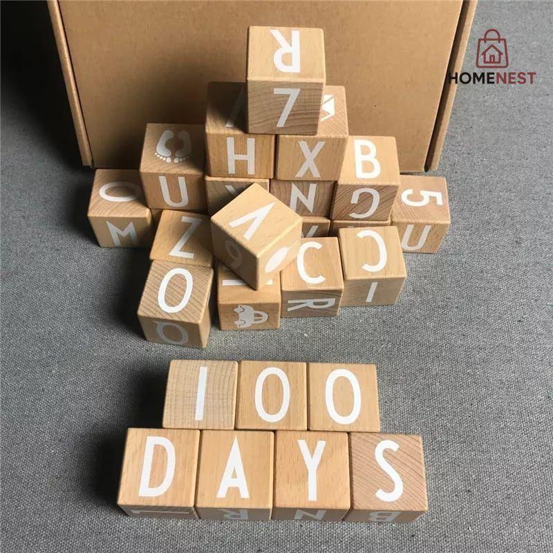 Wooden Montessori Alphabet Activity Blocks – 26 Cubes