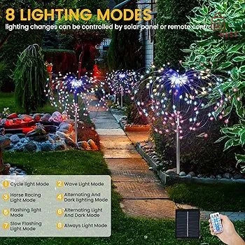 LED Solar Firework Light Waterproof Outdoor 8 Lighting Modes