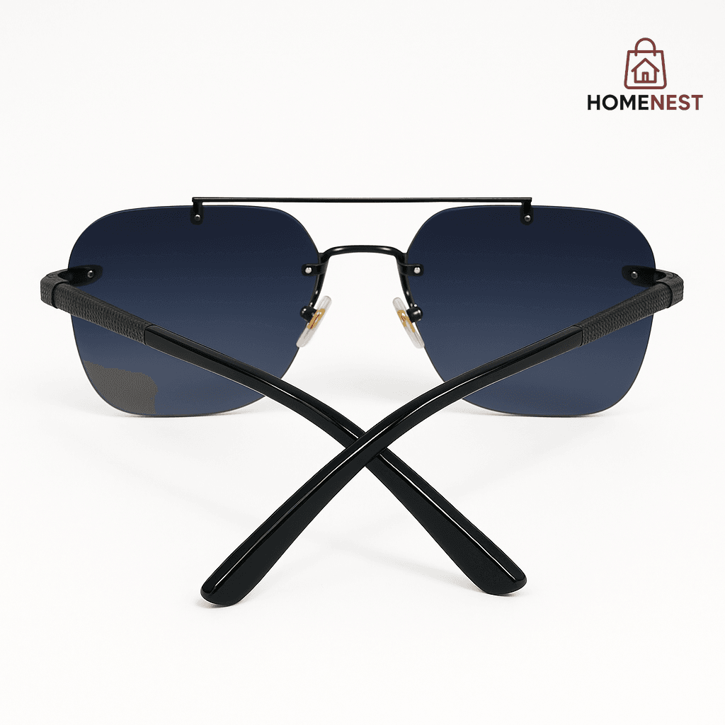 Luxury Rimless Sunglasses – Gradient Blue Lenses