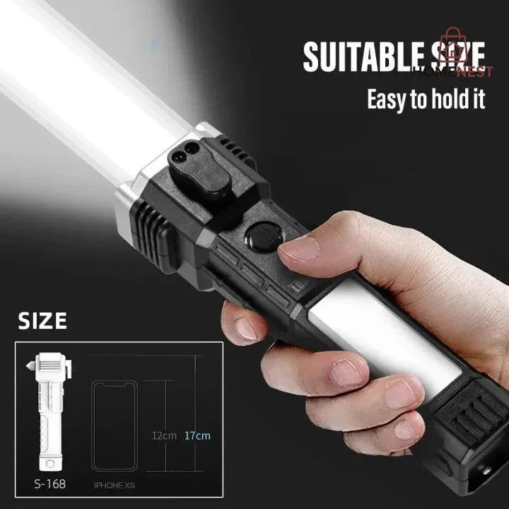 Rechargeable Flashlight With Hammer Glass