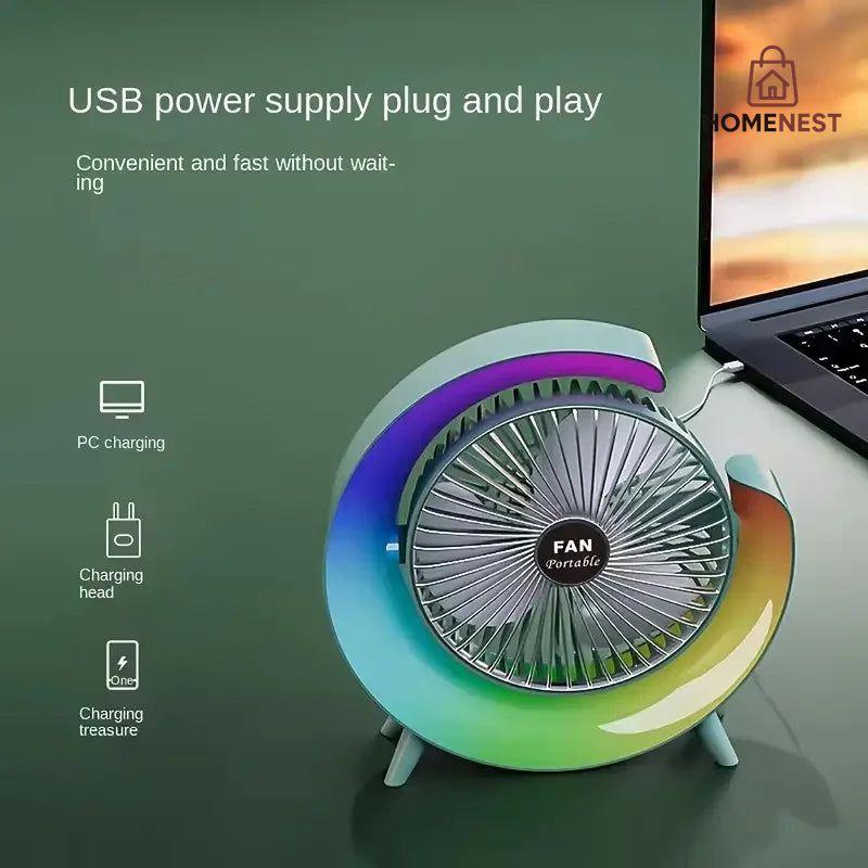 G shape rgb light fan