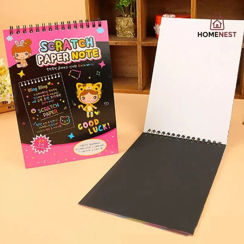A6 Medium Scratch Note Pad Book With Wooden Stick